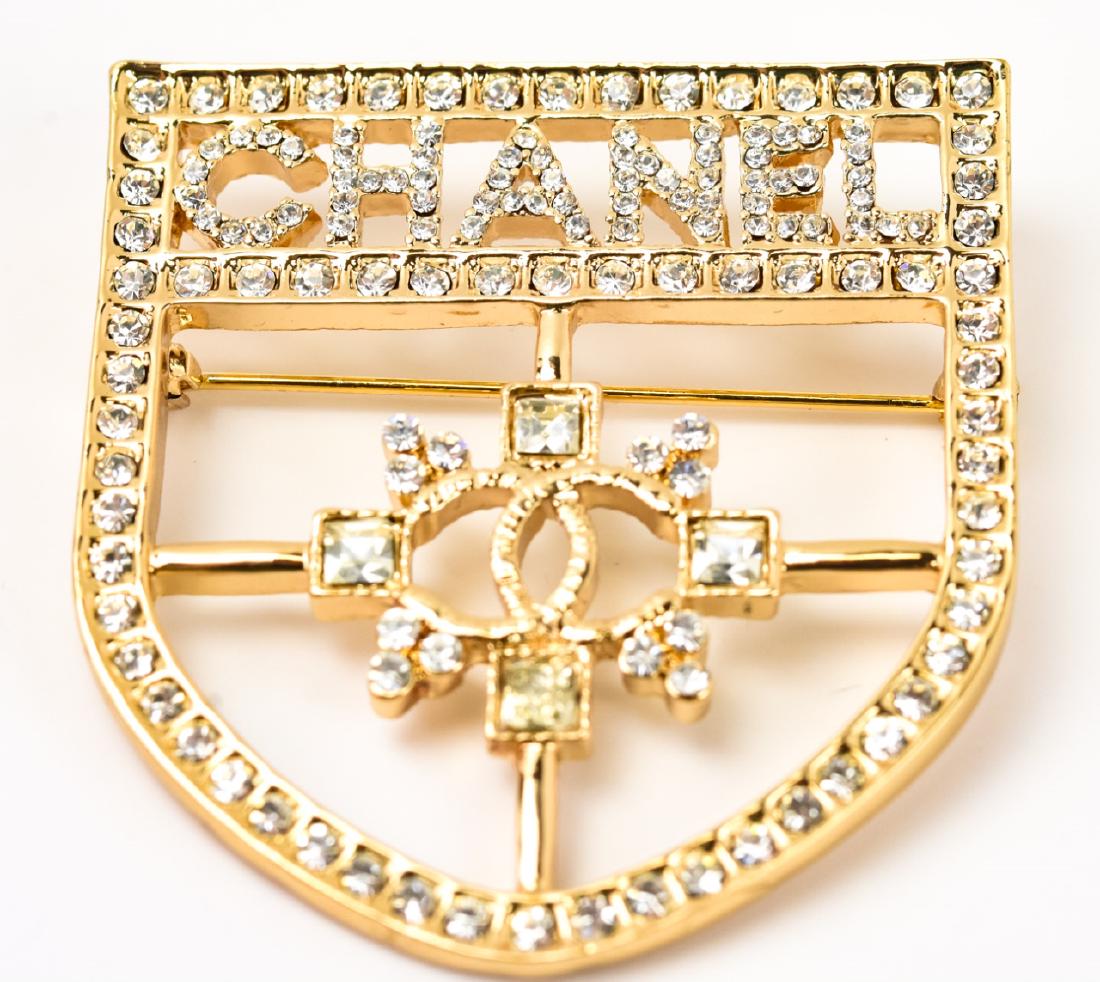 Vintage Gilt Metal & Rhinestone Chanel Brooch (1 of 6)