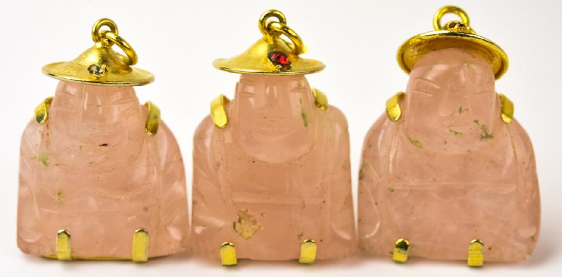 Three Carved Rose Quartz Buddha Necklace Pendants (1 of 7)