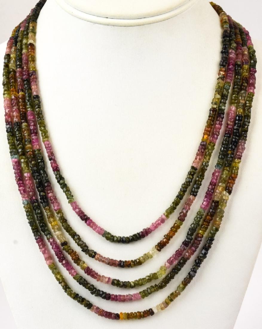 Multi Strand Necklace w Faceted Tourmaline Beads (1 of 7)