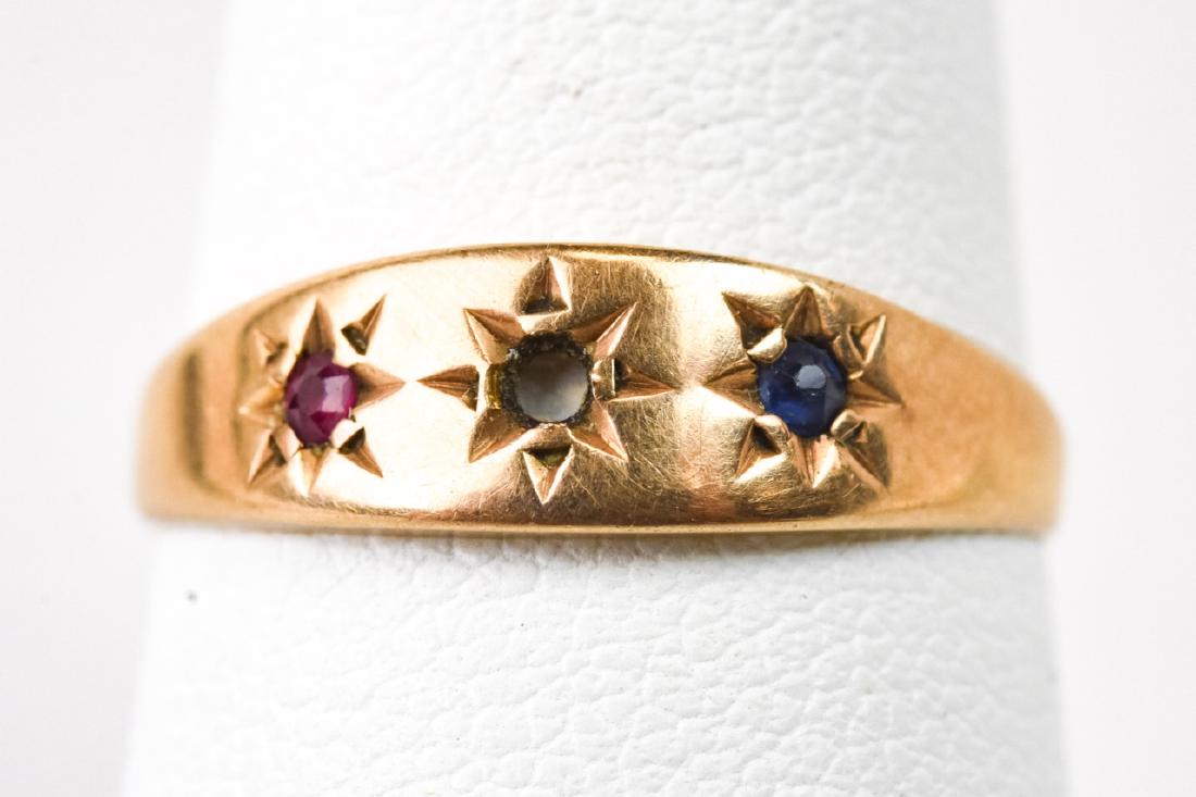 Antique 14kt Gold Gypsy Ring w Ruby & Sapphire (1 of 4)