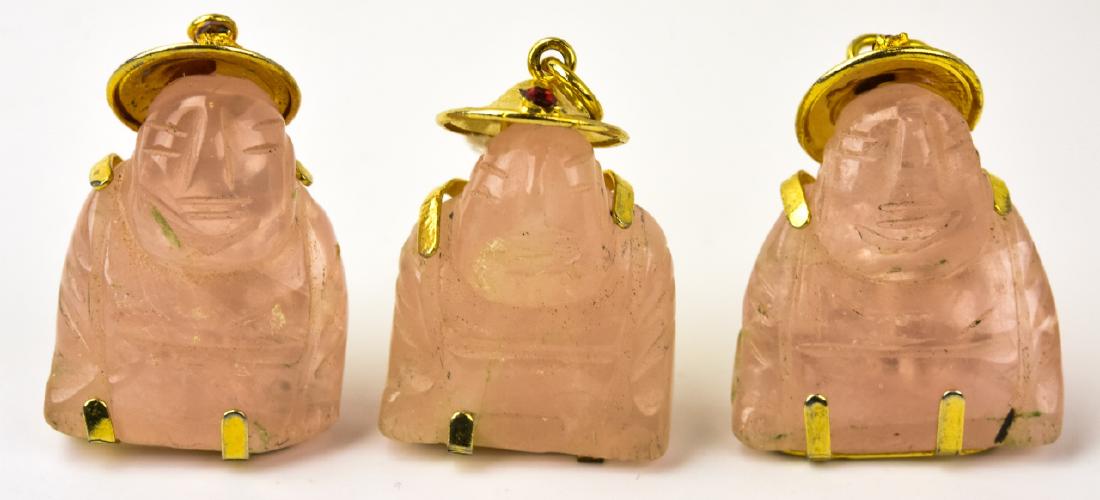 Three Carved Rose Quartz Buddha Necklace Pendants (1 of 7)