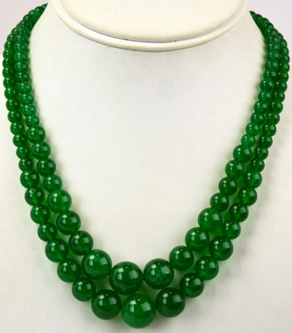 Pair of Graduated Round Jade Bead Necklace (1 of 7)