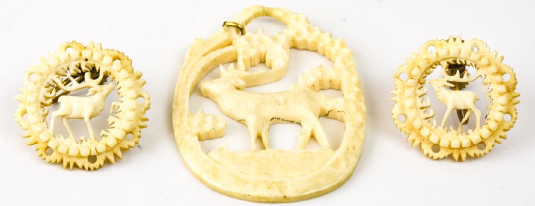 Antique 19th C Carved Antler Jewelry Suite (1 of 10)