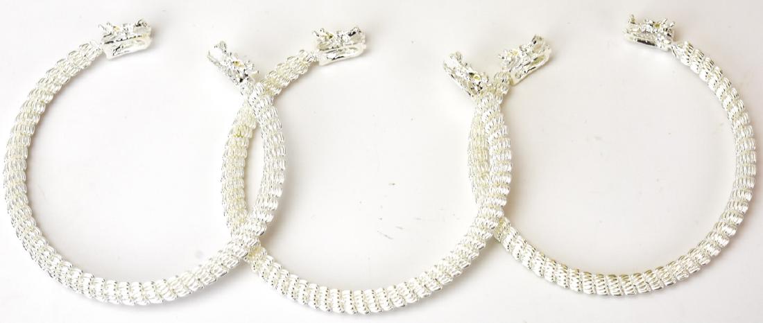 Set of Three Silver Tone Double Dragon Bracelets (1 of 8)
