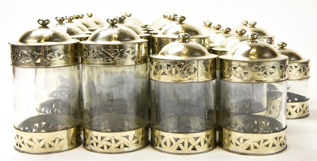 Lot of Moroccan Glass & Hammered Metal Canisters (1 of 8)