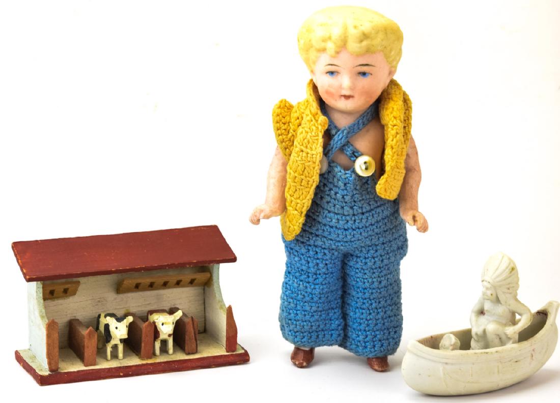 Antique Bisque Boy Doll w Miniature Toys (1 of 8)