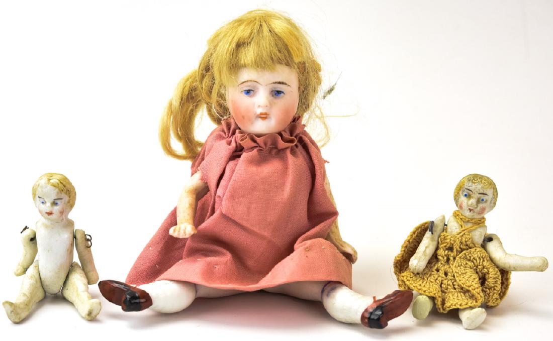 Three Antique All Bisque Dollhouse Size Dolls (1 of 7)