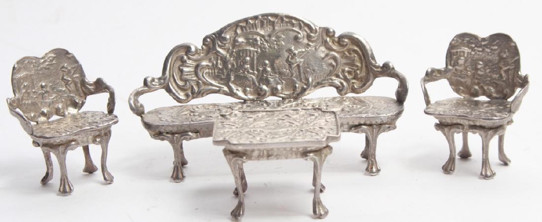 Antique Dutch Style Silver Doll Size Furniture (1 of 4)