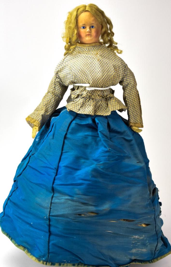 Antique 19th C Wax Head Doll & Glass Eye Doll (1 of 10)