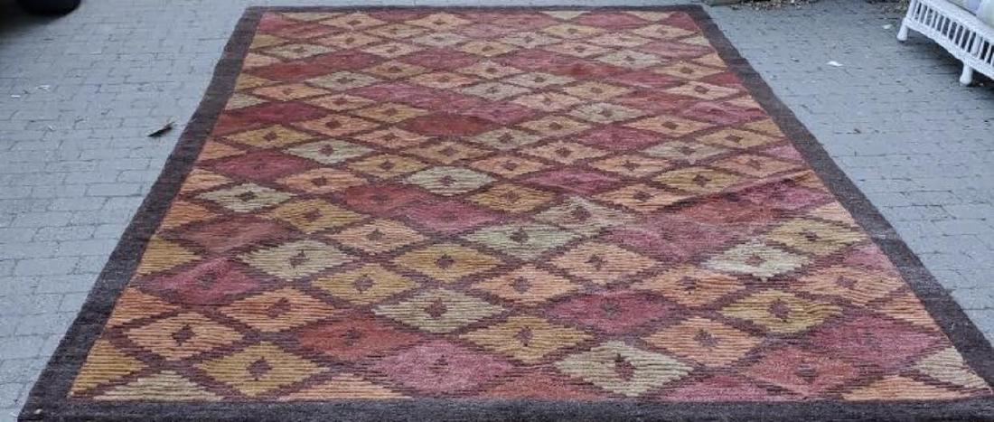 Contemporary Diamond Pattern Knotted Wool Carpet (1 of 3)