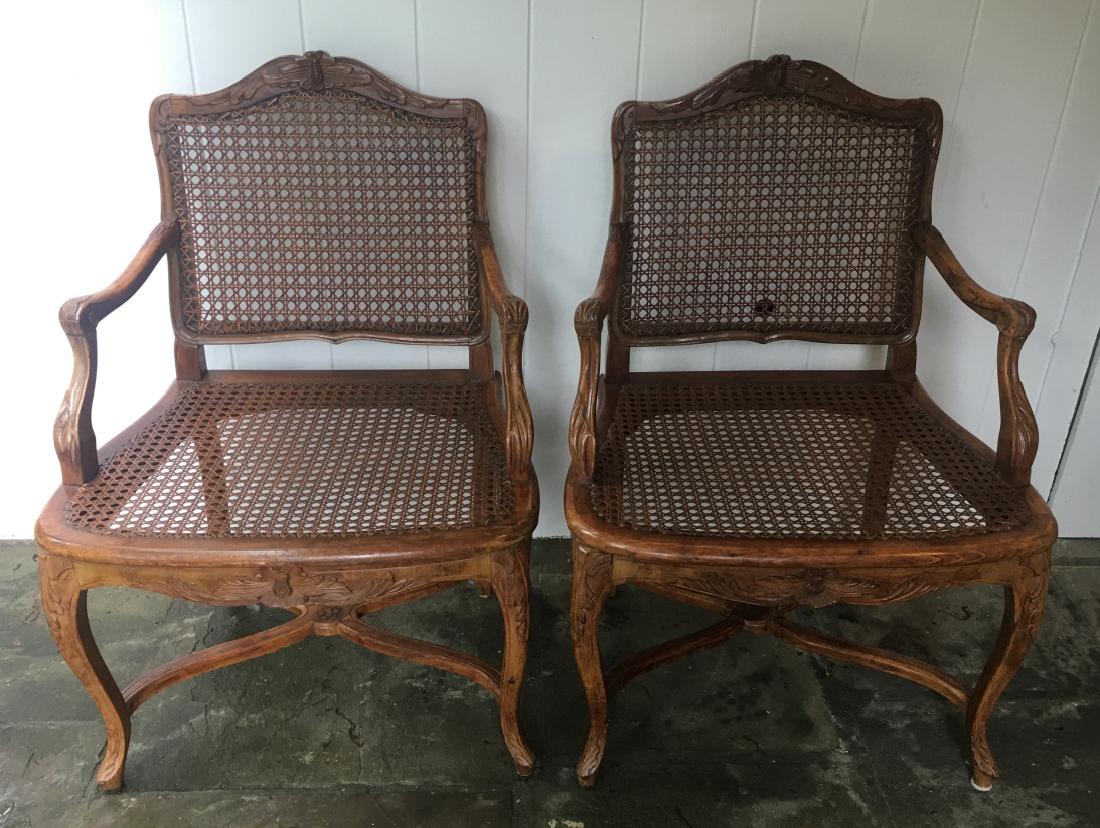 2 Queen Anne Style Caned Arm Chairs (1 of 4)