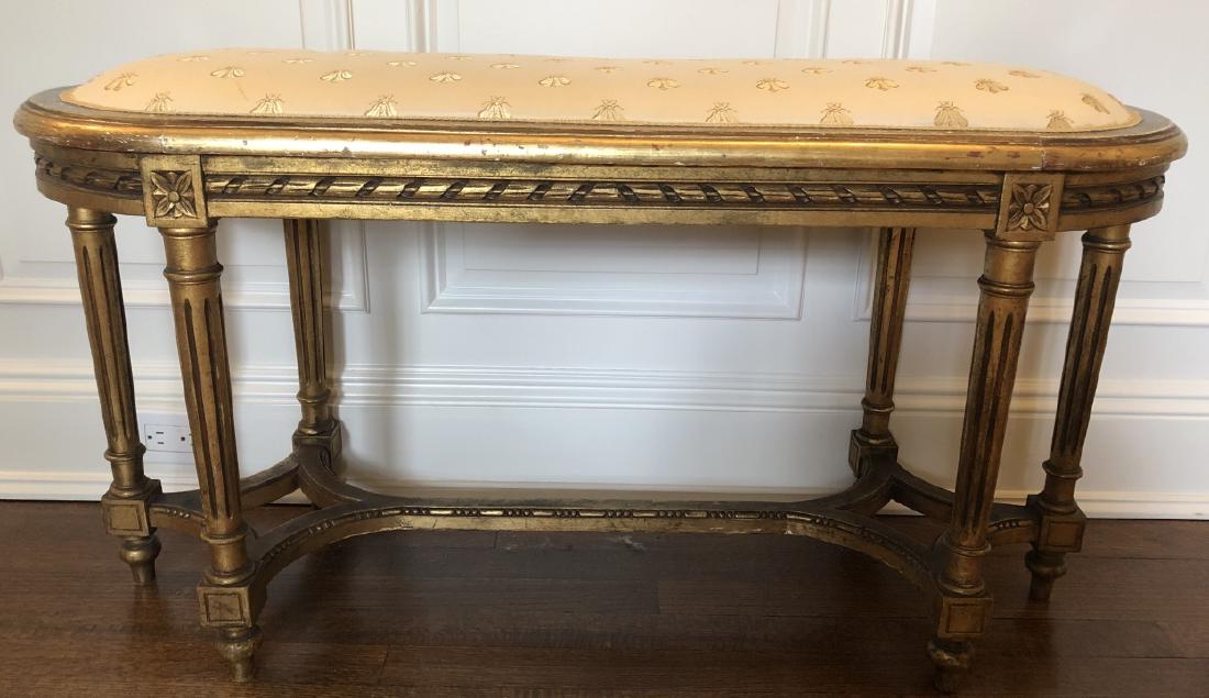 Louis XVI Gilt Carved Bench Custom Bee Upholstery (1 of 6)