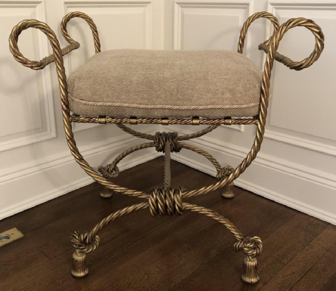 Hollywood Regency Gilt Metal Tassel Motif Bench (1 of 5)