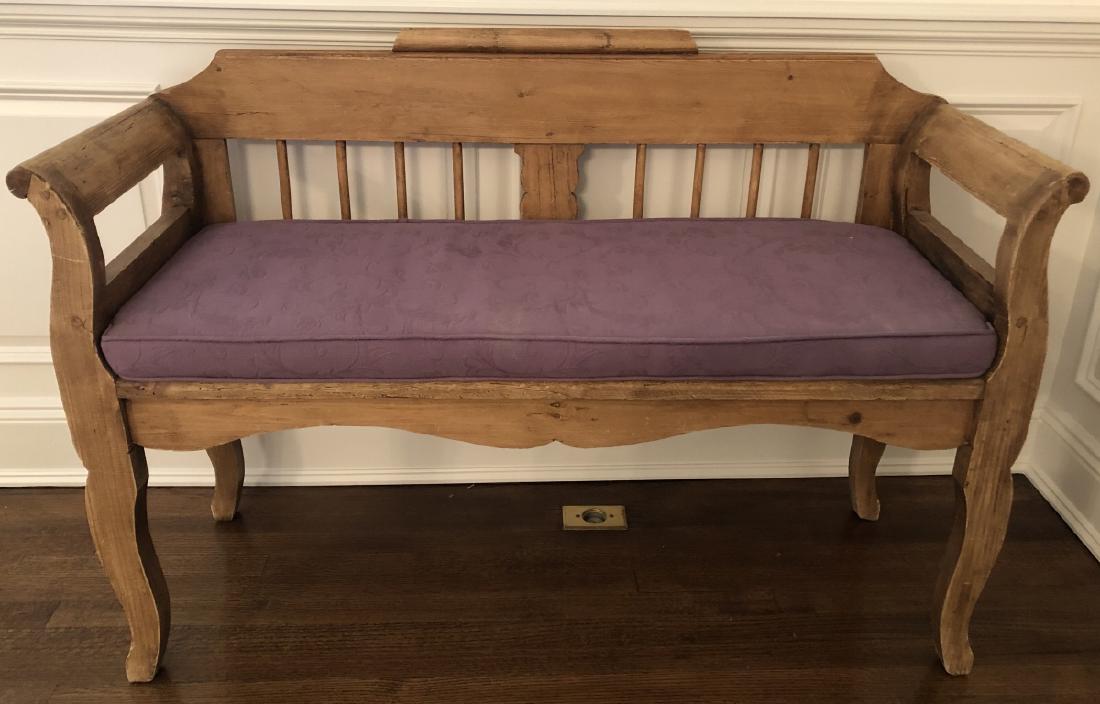 Scandinavian Carved Pine Settee (1 of 7)
