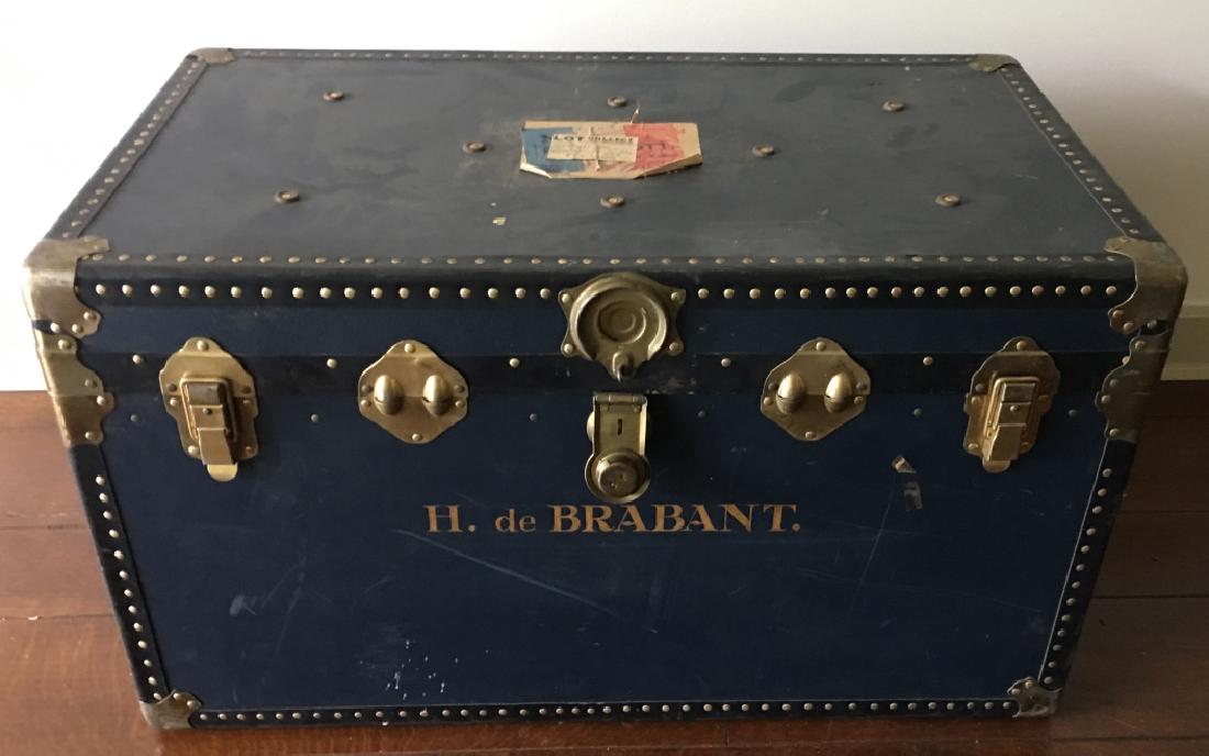 Large Metal & Wooden Steamer / Blanket Trunk (1 of 6)