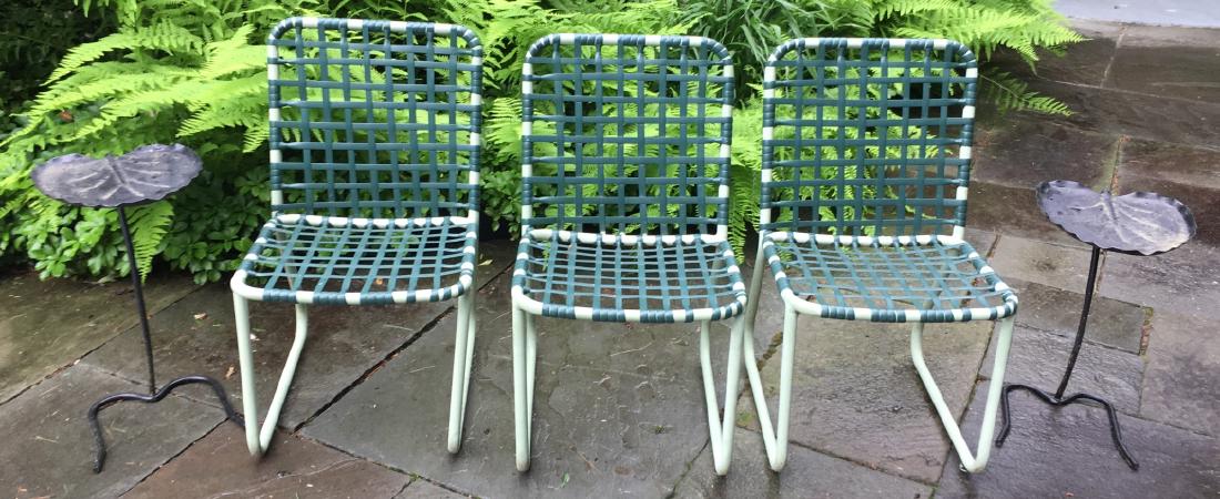 3 Brown Jordan Outdoor Side Chairs W Drinks Tables (1 of 6)