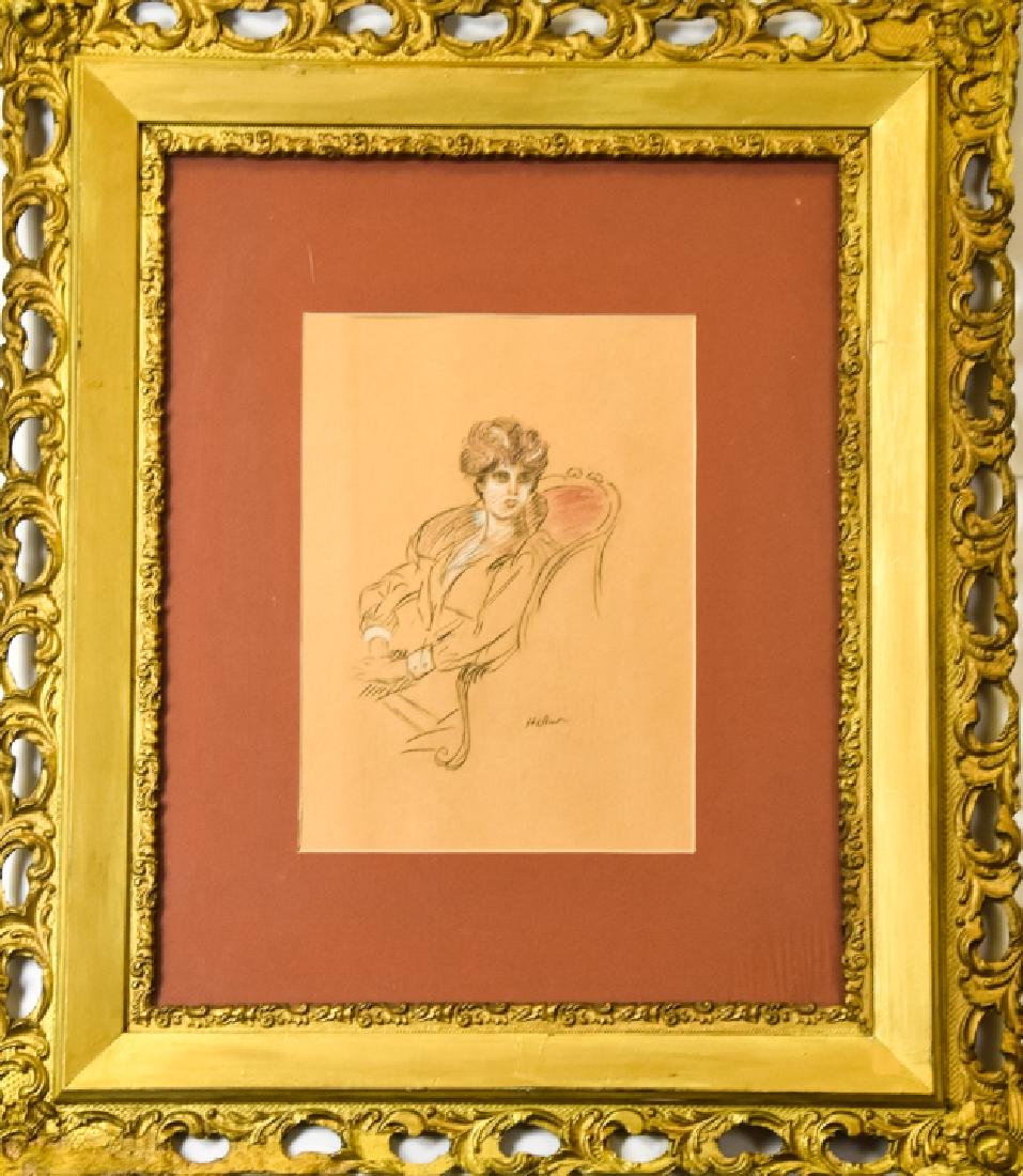 Attr. Paul Cesar Helleu Pastel of a Seated Woman (1 of 8)