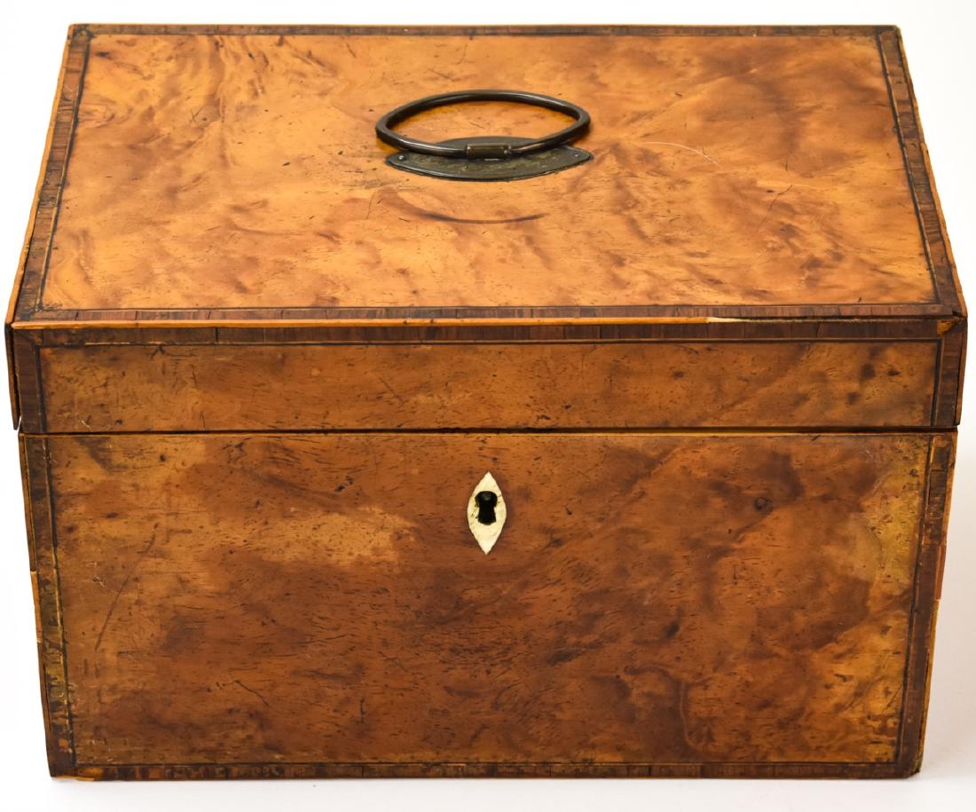 Antique 19th C English Burled Wood Tea Caddy (1 of 7)