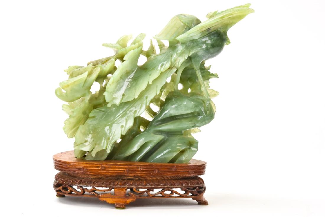 Hand Carved Jade Statue of Birds & Flowers (1 of 10)