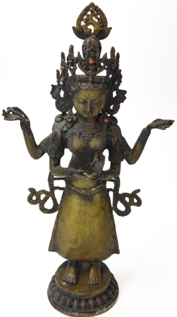 Figural Brass Hindu Goddess Statue (1 of 8)