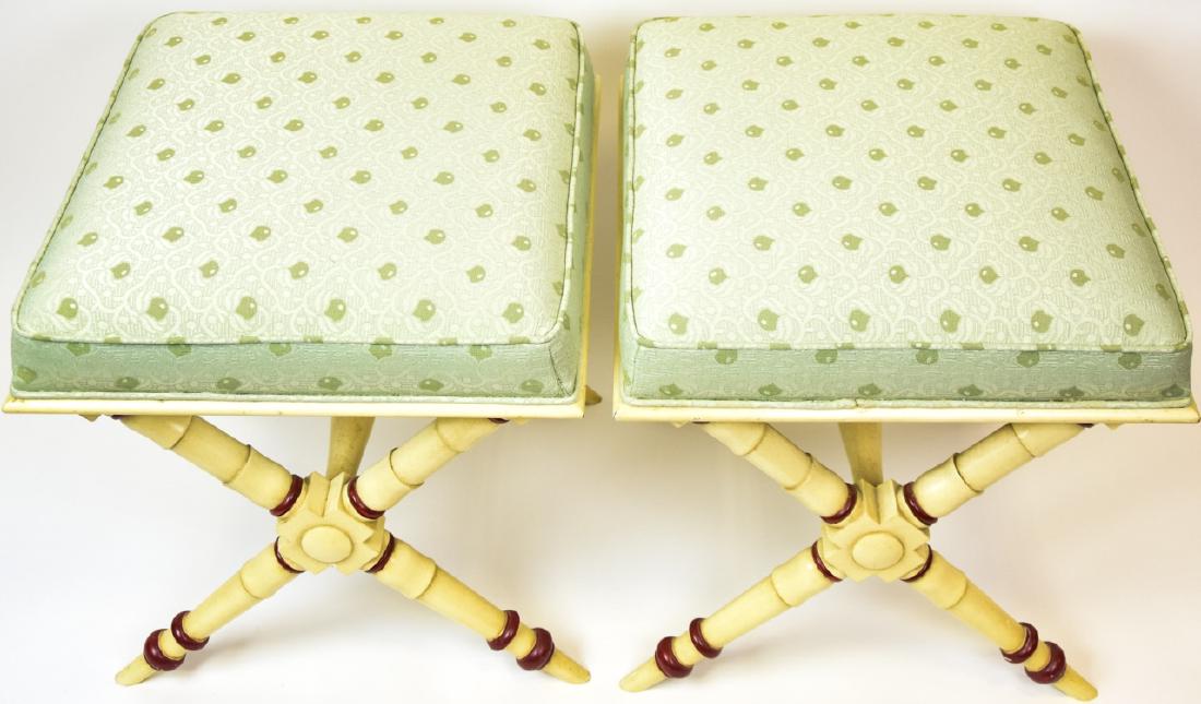 Pair Regency Style Custom Hand Painted Ottomans (1 of 9)
