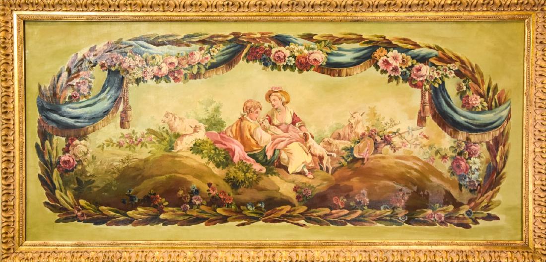 Antique French Rococo Style Pastoral Oil Painting (1 of 9)