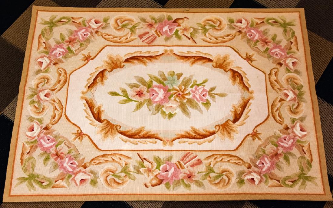 French Aubusson Style Tapestry Carpet Throw Rug (1 of 7)