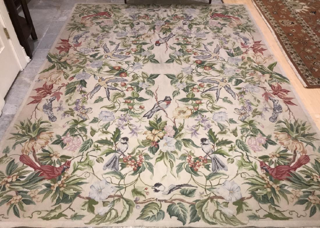 Needlepoint Tapestry Carpet w Scenes of Birds (1 of 5)