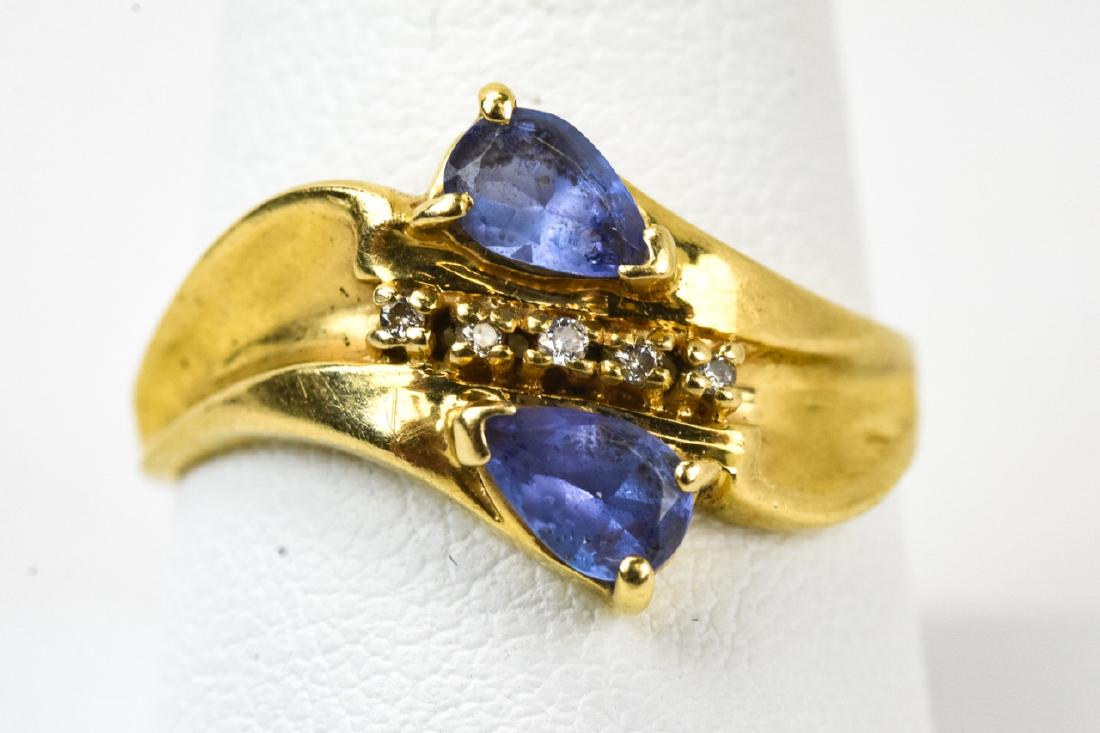 Retro 14kt Yellow Gold Diamond & Amethyst Ring (1 of 5)