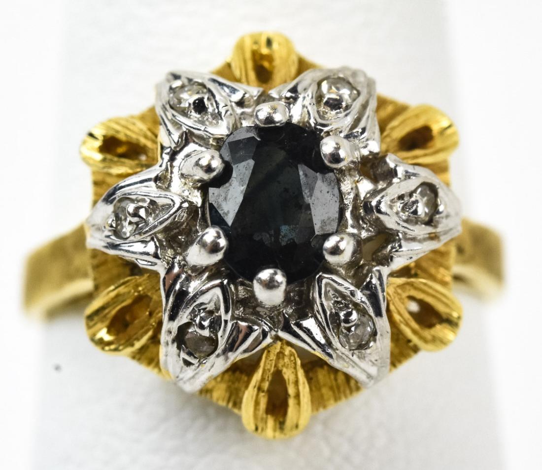 Vintage 14kt Two Tone Gold Sapphire Star Ring (1 of 5)