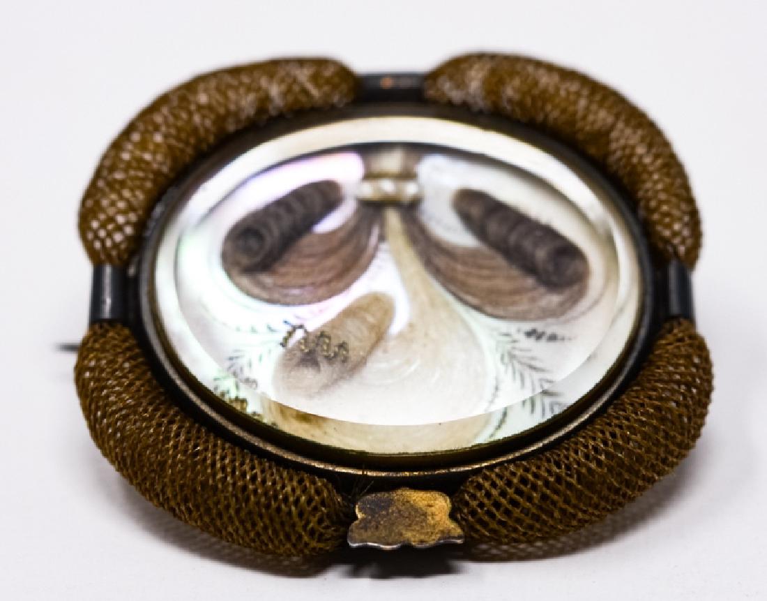 Antique 19th C Woven Hair Mourning Brooch (1 of 6)