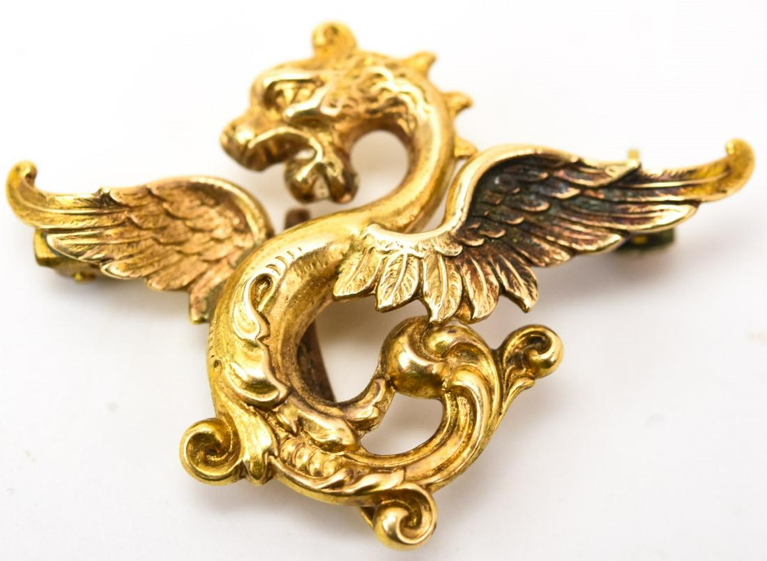 Antique 19th C 14kt Gold Figural Dragon Brooch (1 of 5)