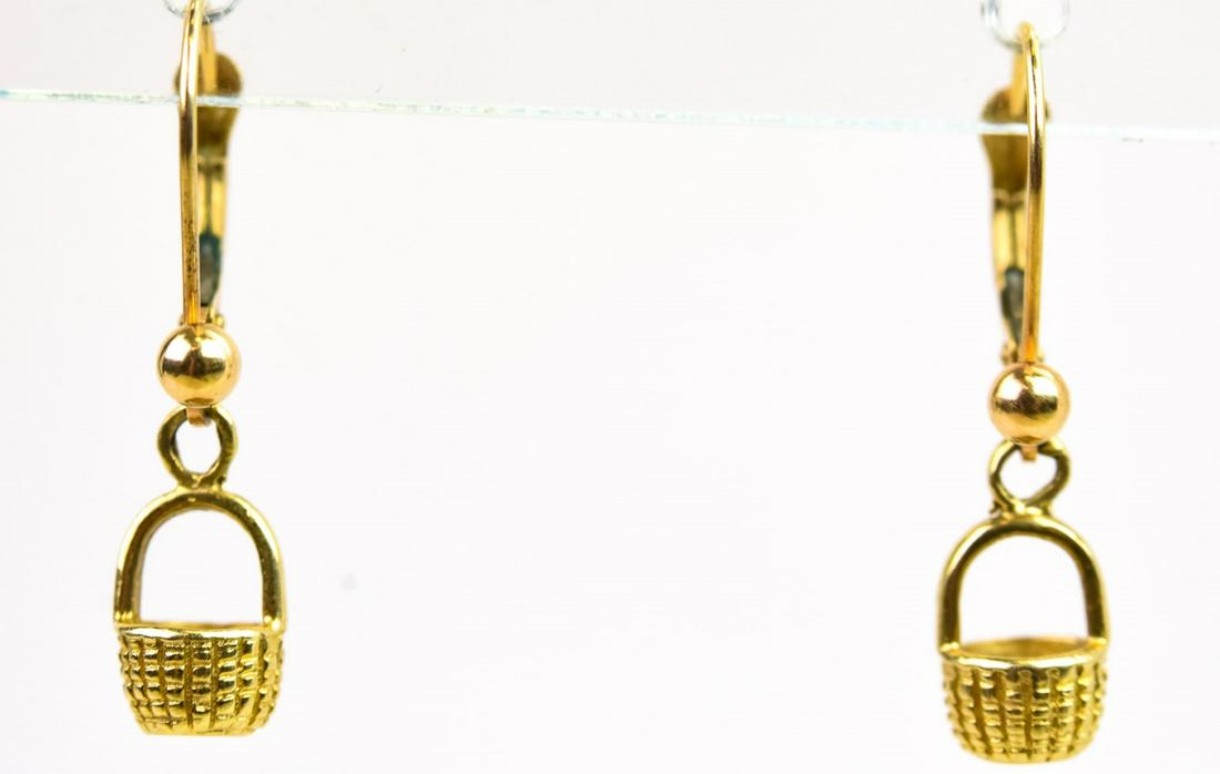 Pair 14kt Yellow Gold Nantucket Basket Earrings (1 of 7)