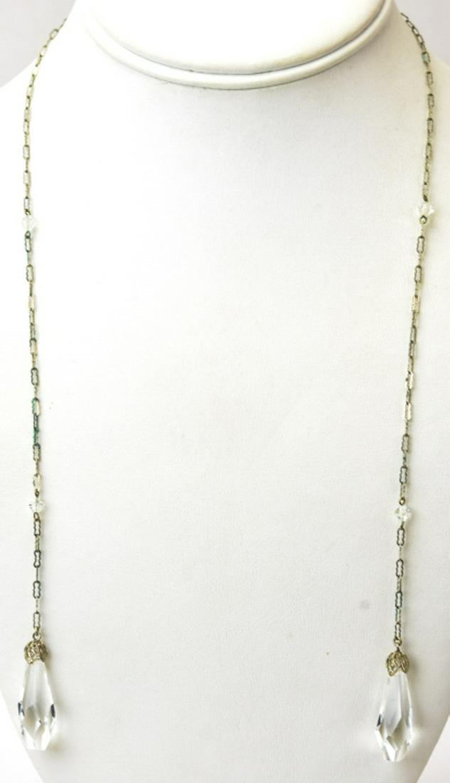 Antique Art Deco Sterling Crystal Lariat Necklace: Antique Art Deco Sterling Crystal Lariat Necklace. Measures 21.5 inches in length.