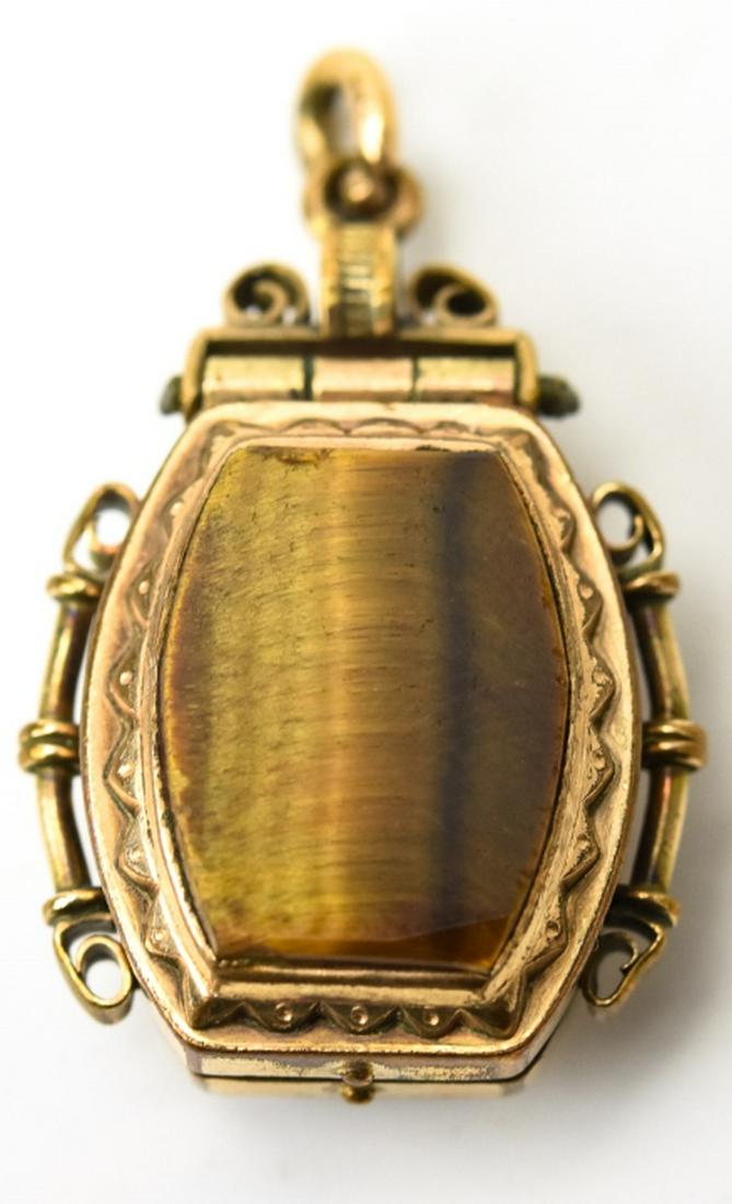 Antique 19th C Tigers Eye Locket Pendant (1 of 6)