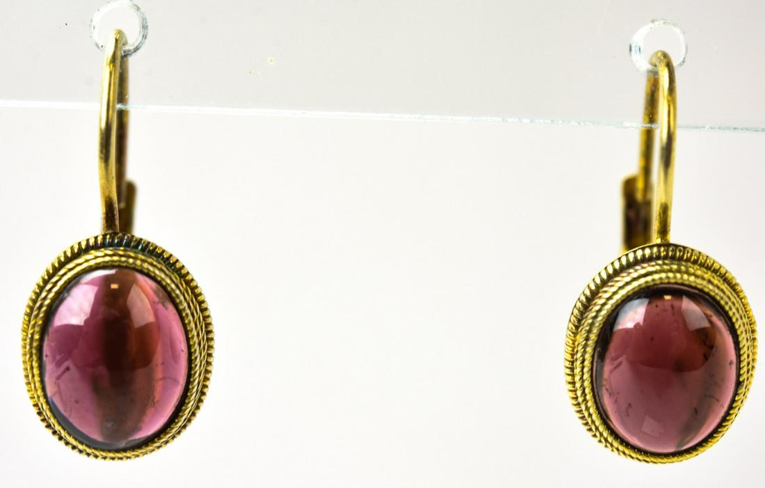 Vermeil Sterling Silver Garnet Cabochon Earrings (1 of 6)