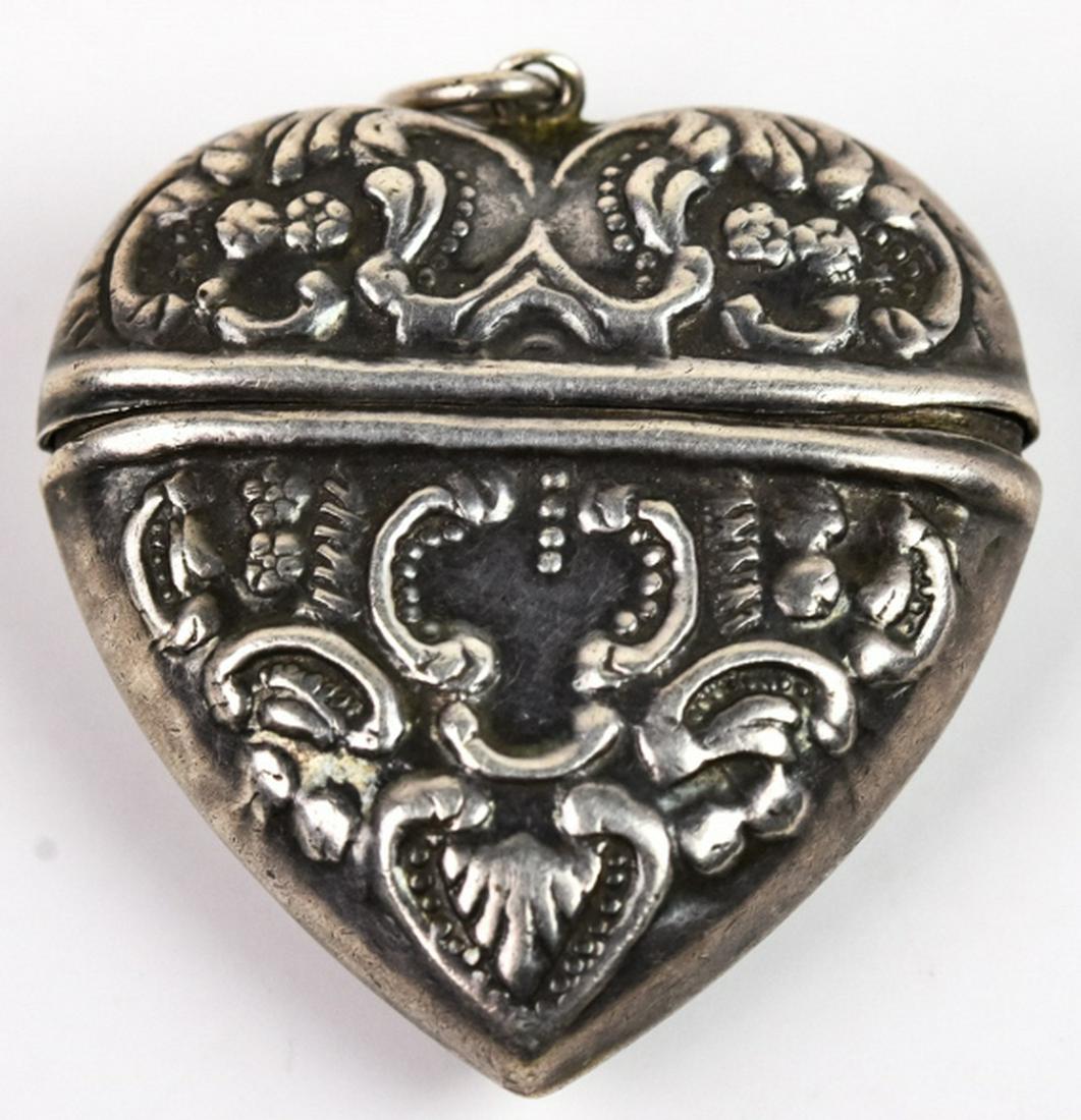 Repousse Sterling Puffy Heart Locket Pendant (1 of 7)