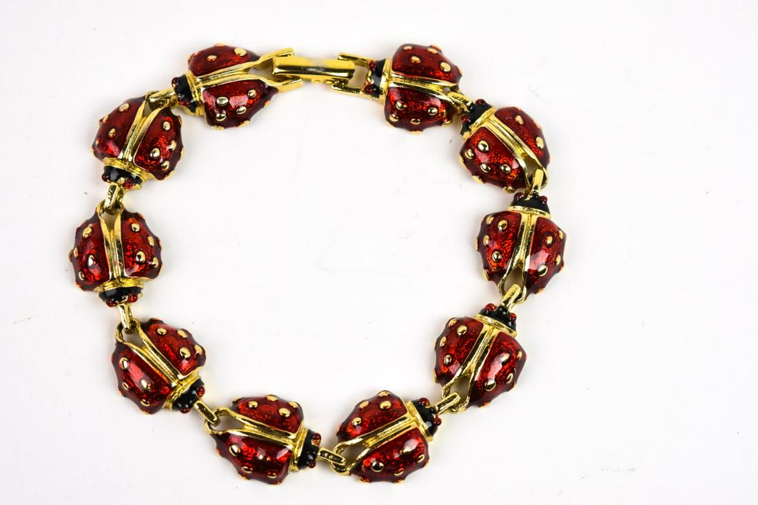 Vintage Gilt & Enamel Lady Bug Bracelet (1 of 7)