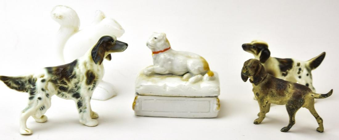 Antique Miniature Dog Statues - Porcelain & Bronze (1 of 6)