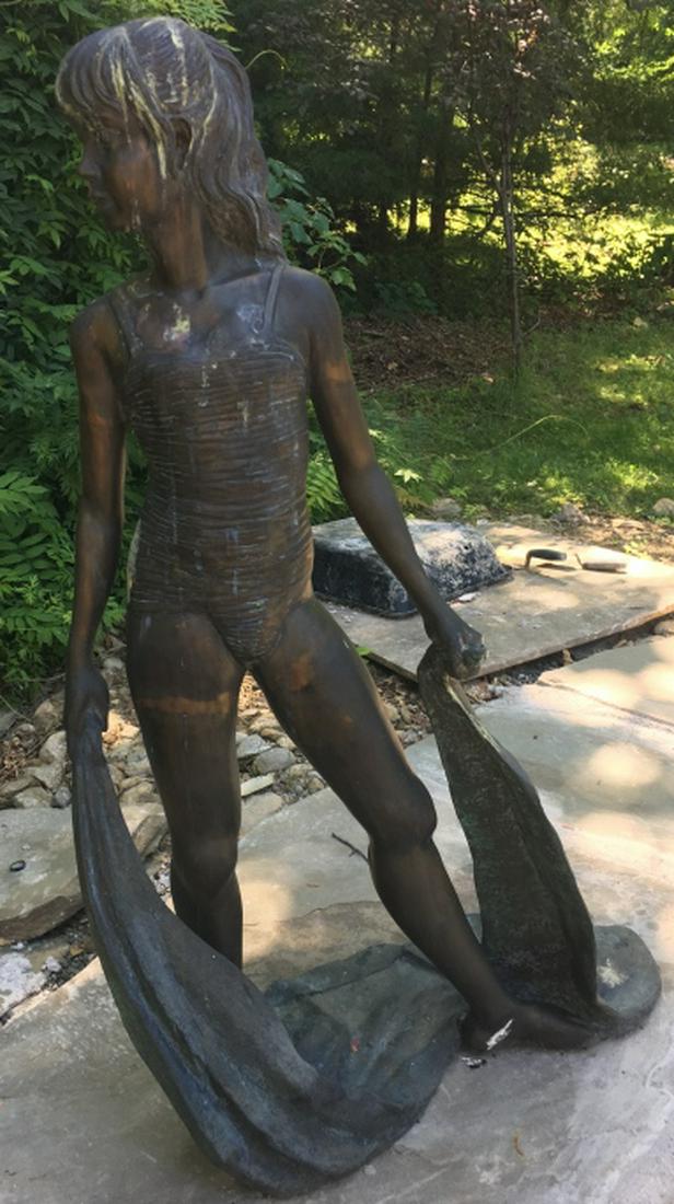 Life Size Cast Bronze Statue of a Young Girl (1 of 4)