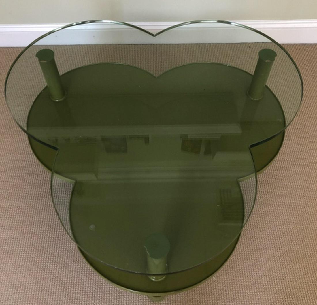 Mid Century Clover Shaped Wood + Glass Table (1 of 4)