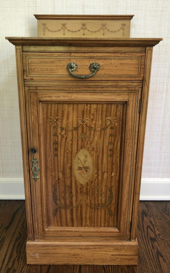 Edwardian Satin Wood Marquetry Inlay Cabinet (1 of 8)