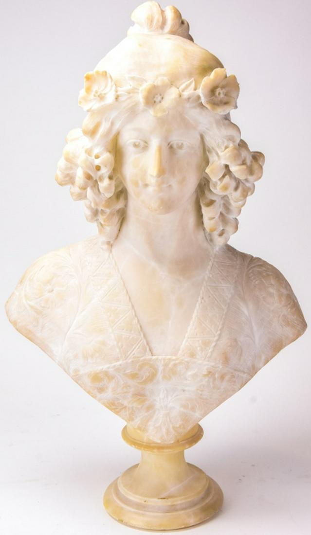 Adolfo Cipriani Alabaster Bust of Young Girl (1 of 10)