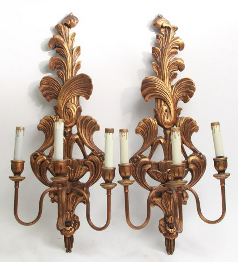 Vintage Italian Florentine Style Gilt Wall Sconces (1 of 6)