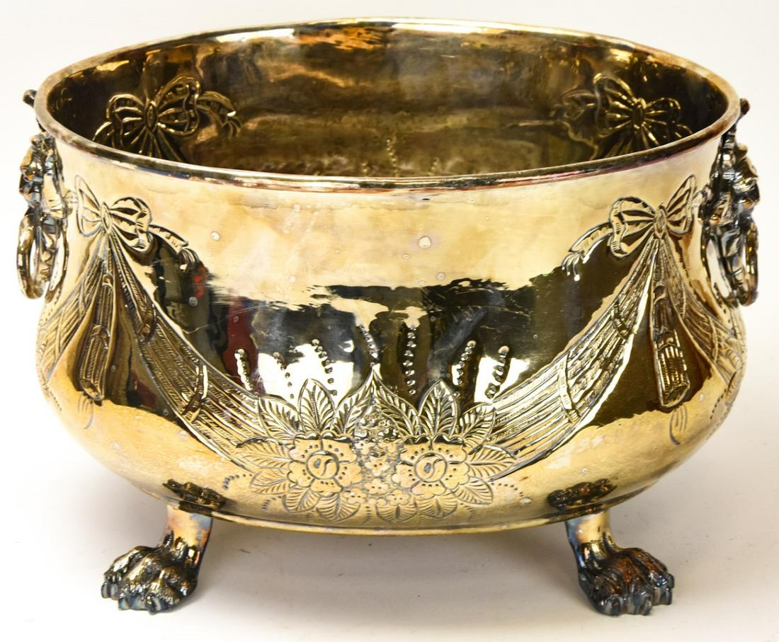 Large Silver Plated Brass Claw Footed Container (1 of 9)