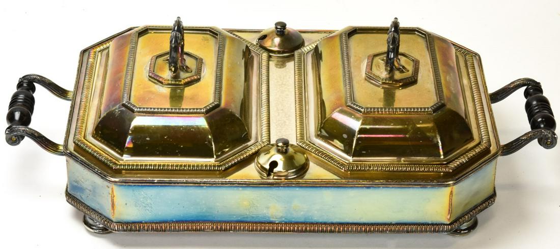 Vintage Silver Plate Wood Handled Double Warmer (1 of 10)