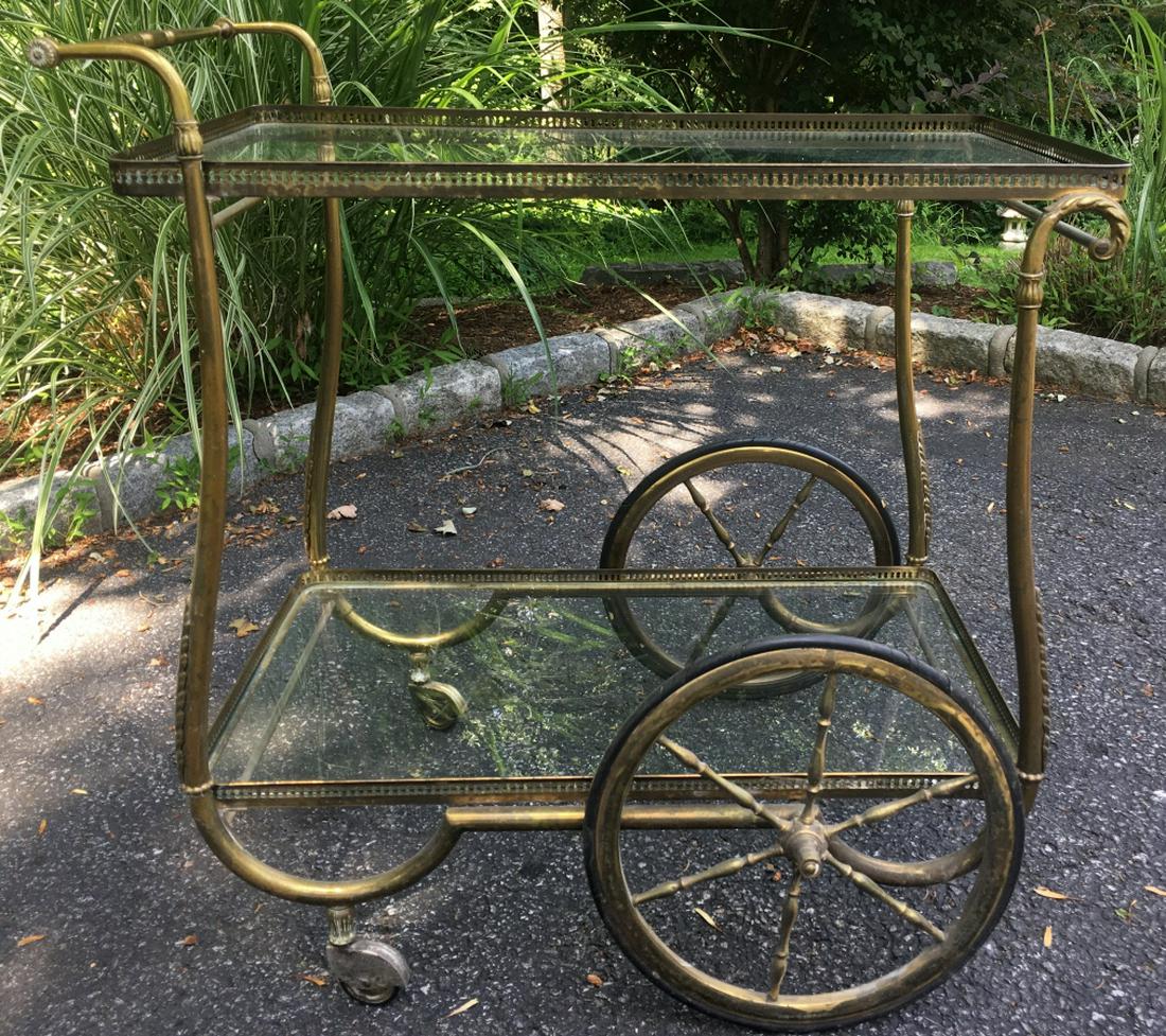Mid Century Brass Two Tier Bar or Tea Cart (1 of 6)