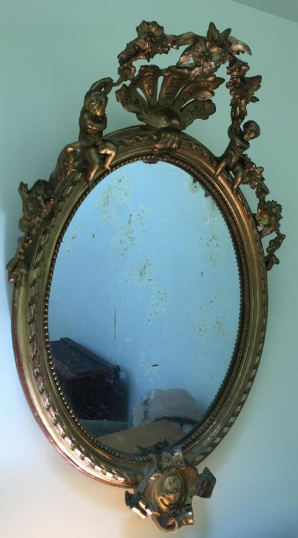 French Rococo Style Gilt Mirror W Putti Motif (1 of 5)