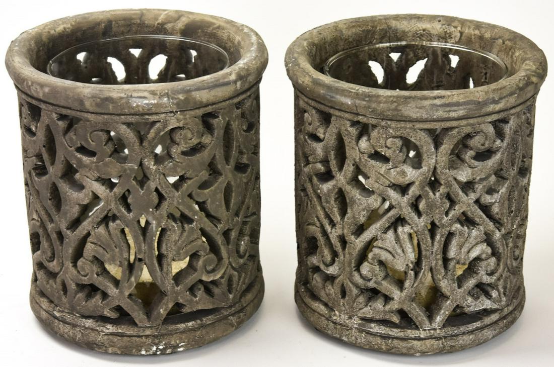 Pair Cast Cement Large Garden Pillar Holders (1 of 8)