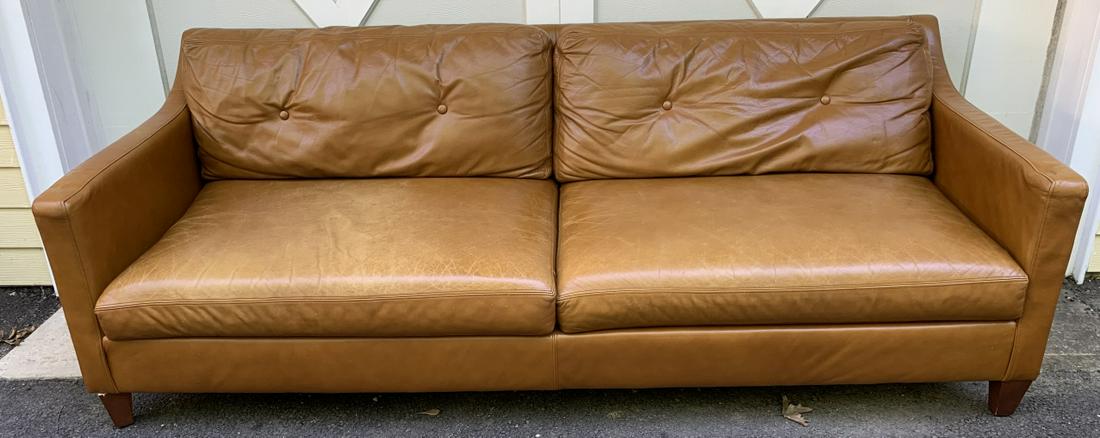 Ethan allen sale brown leather couch